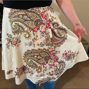 Hand-beaded paisley wrap skirt